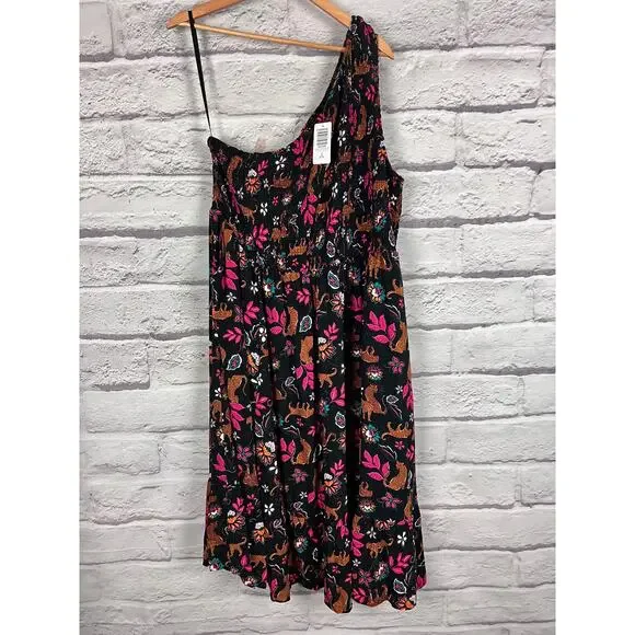 NWT Torrid Womens 3X Boho Resortwear Maximalist One Shoulder Tiered Midi Dress - Picture 3 of 11